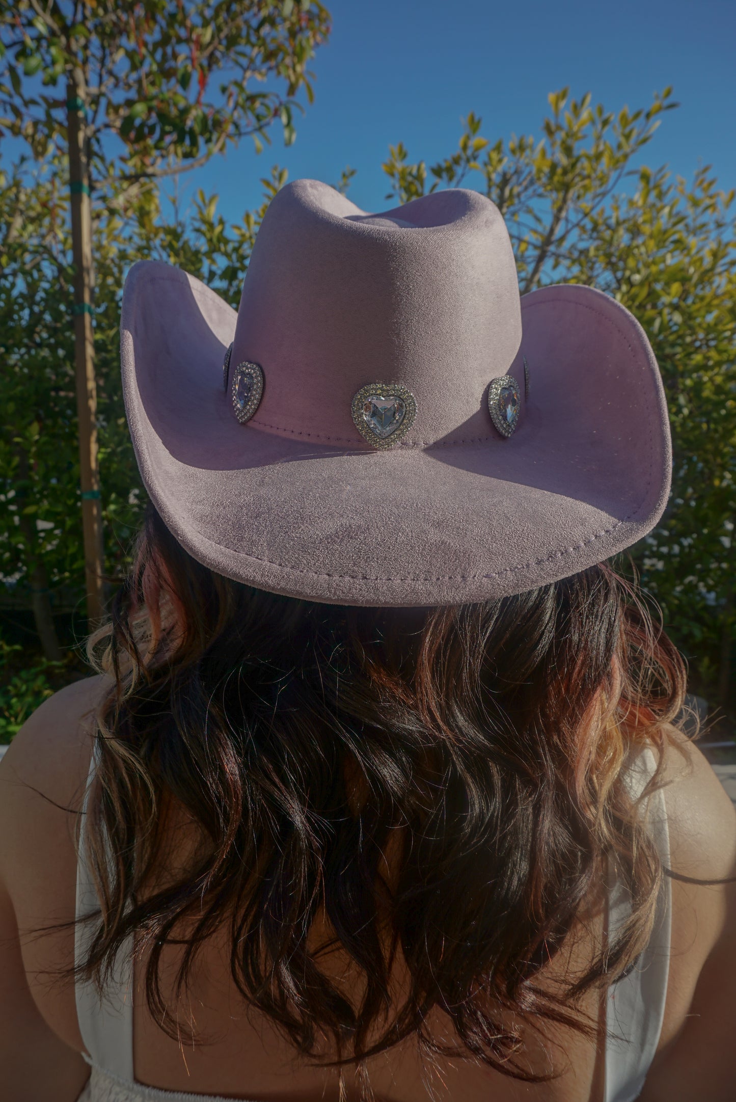 Rhinestone Pave Heart Cowboy Hat