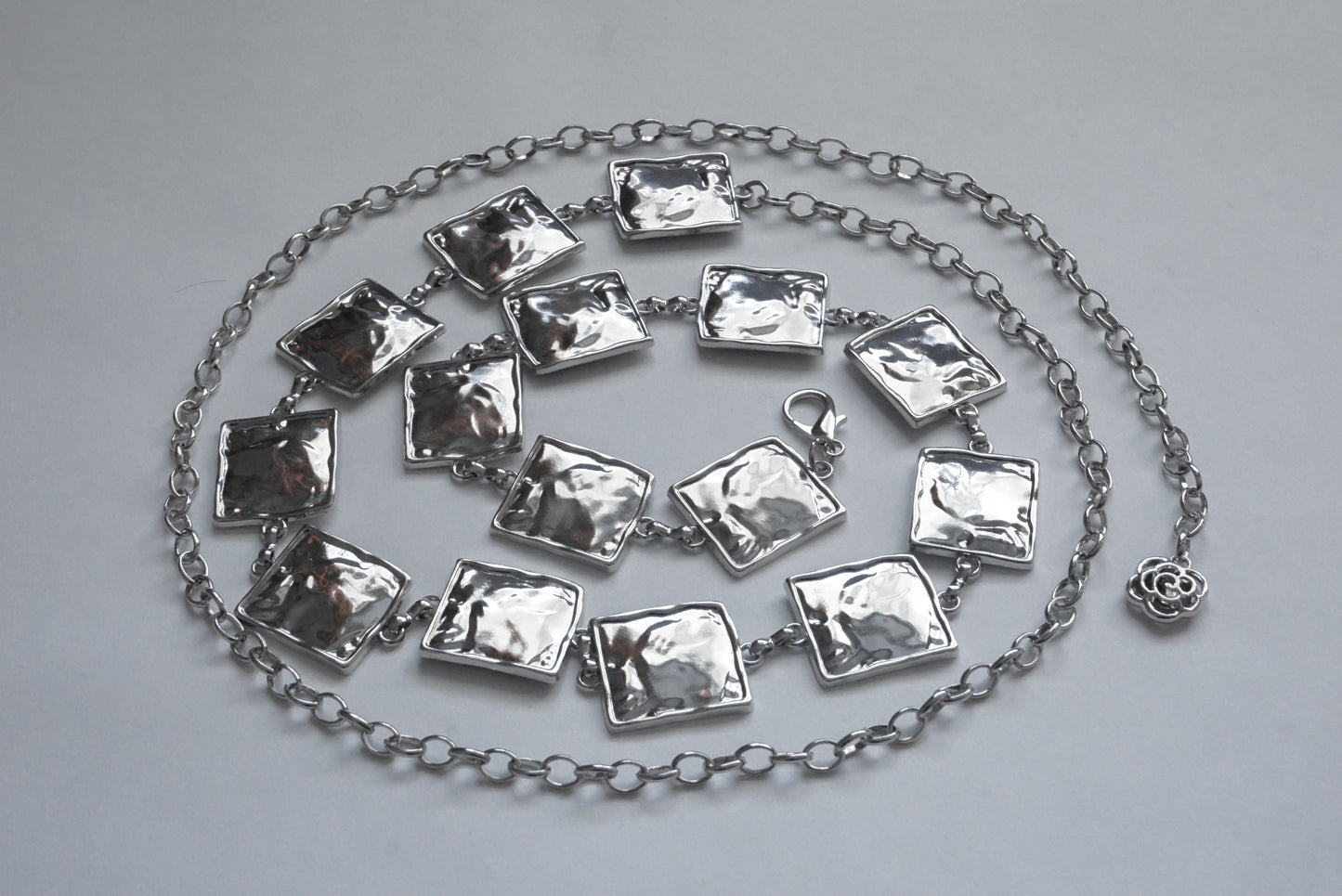 Hammered Square Metal Chain Belt