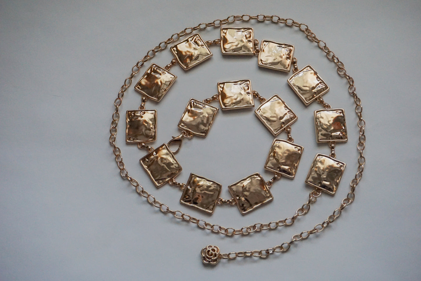 Hammered Square Metal Chain Belt