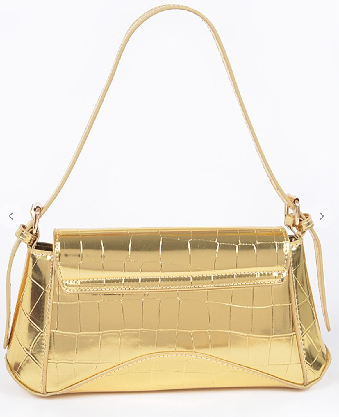 Metallic Croc Embossed Shoulder Bag