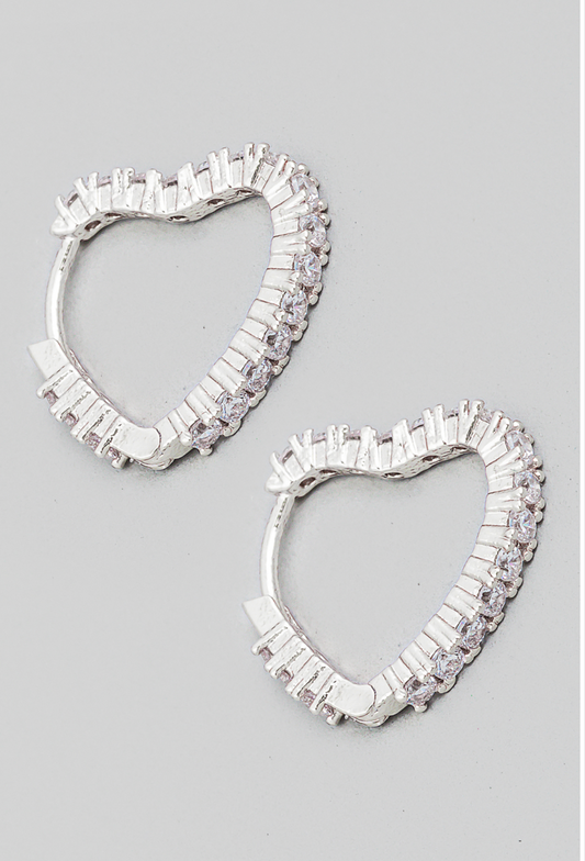 Pave Heart Huggie Earrings