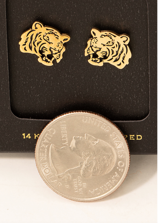 Tiger Head Stud Earrings