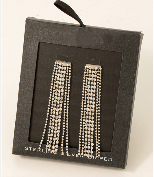 Beads And Rhinestone Fringe Earrings