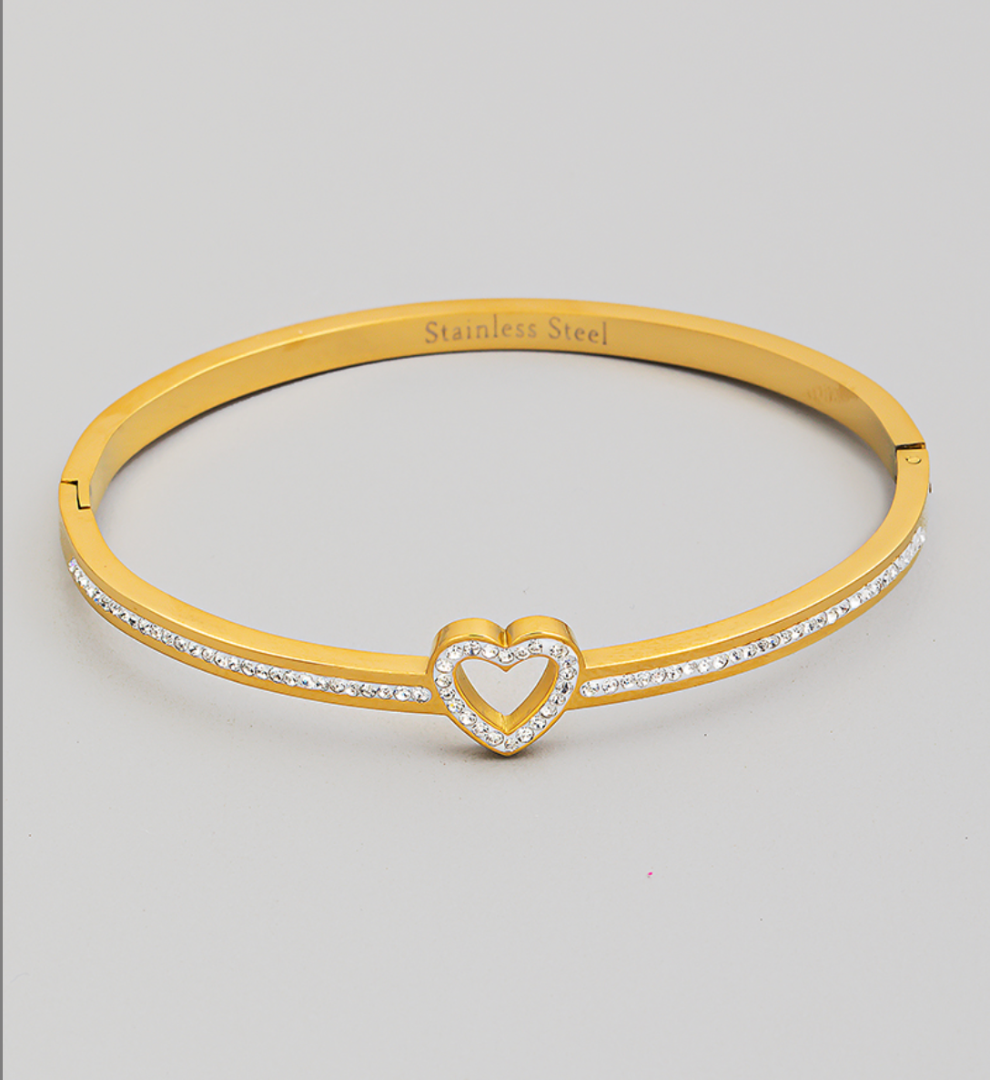 Stainless Steel Pave Heart Bracelet